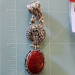 NWT JTV Artisan Collection Of Bali 17X12 Mm Sponge Coral Sterling Silver Pendant